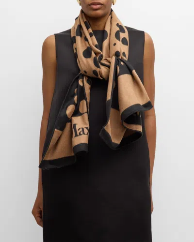 Max Mara Maesta Polka-dot Jacquard Knit Stole In Brown