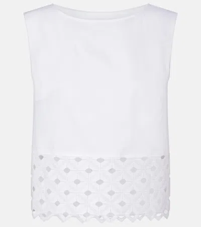 Max Mara Maggio Cotton-blend Top In White