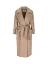 Max Mara Notched-lapels Belted Coat In 0 Bianco
