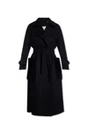 Max Mara Long-sleeved Lapel Coat In Black