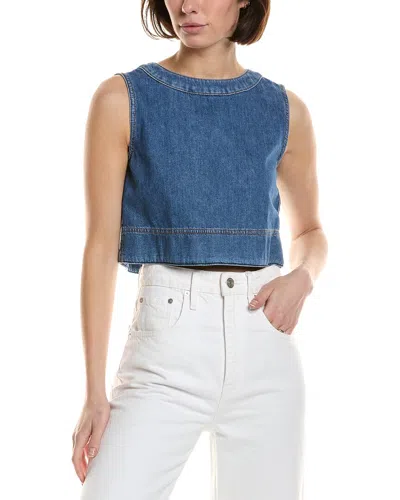 Max Mara Magia Woven Top In Blue