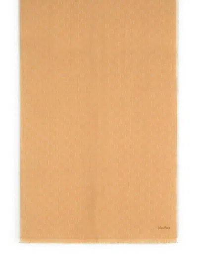 Max Mara 'magico' Camel Virgin Wool Scarf In Brown