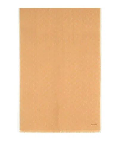 Max Mara Magico Camel Virgin Wool Scarf In Brown