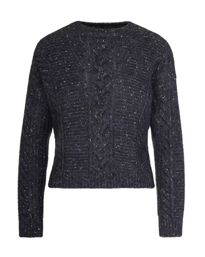 Max Mara Cropped Boxy Sweater In Alpaca-blend Yarn Interwoven With Metallic Fibers In Black