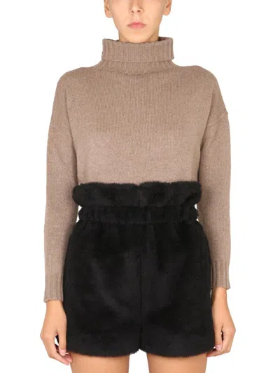 Max Mara Cropped Crewneck Sweater In Neutral