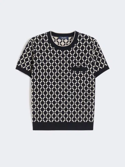 Max Mara Wool Short-sleeve Sweater In Animal Print