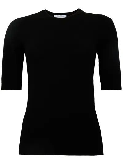 Max Mara Maglia Nera Girocollo Sottano Con Maniche A 3/4  In Black