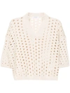 Max Mara Ottuso Boxy Open Stitch Sweater In White