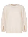 Max Mara Crossover Detail Oversized Wool And Cashmere Sweater Clothing In White