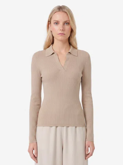 Max Mara Long Sleeve Polo Shirt Gergo Knit In Neutral