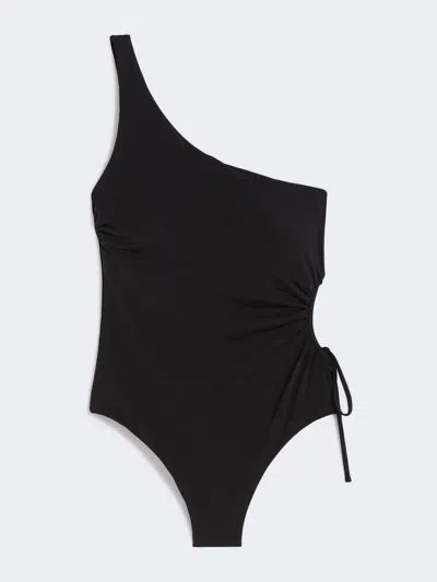 Max Mara Maillot De Bain Une Pièce À Une Bretelle En Jersey Brillant In Black