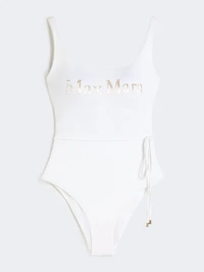 Max Mara Maillot De Bain Une Pièce En Jersey Avec Logo In White