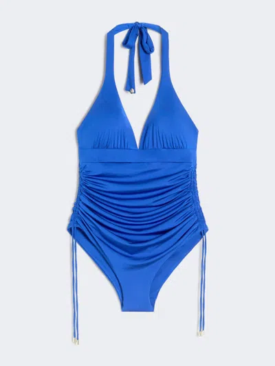 Max Mara Maillot De Bain Une Pièce Froncé En Jersey In Blue