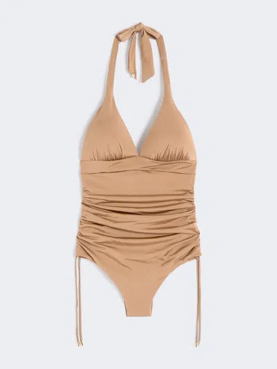 Max Mara Maillot De Bain Une Pièce Froncé En Jersey In Nude