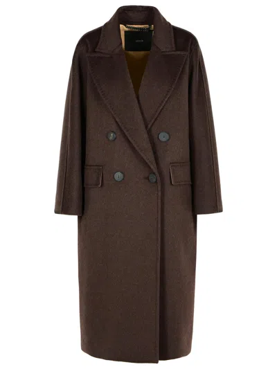 Max Mara Cashmere Alpaca Wool Double Breasted Coat In Brown