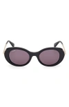 Max Mara Malibu10 Acetate & Metal Round Sunglasses In Black/pale Gold