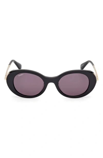 Max Mara Malibu10 Acetate & Metal Round Sunglasses In Black/pale Gold