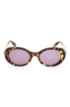 Max Mara Oval Sunglasses In Camel Havana/pale Gold