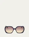 Max Mara Women's Malibu9 58mm Butterfly Sunglasses In Shiny Navy Shiny Pale Gold