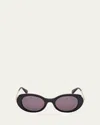 Max Mara Malibu10 Acetate & Metal Round Sunglasses In Shiny Black Shiny Pale Gold