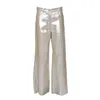 Max Mara Malika Trousers In Gold Laminated Linen