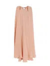 Max Mara Managua Silk Long Dress With Silk Cape And Metal Detail In Pink