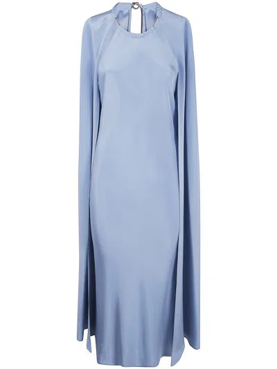 MAX MARA MAX MARA MANAGUA PURE SILK CREPE DE CHINE DRESS WITH CAPE CLOTHING