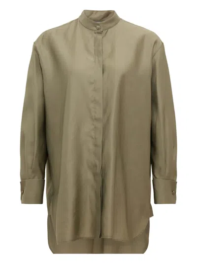Max Mara Mandarin-collar Shirt In Green