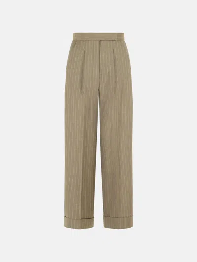 Max Mara 'manet' Beige Virgin Wool Pants In Brown