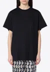 Max Mara Cotton T-shirt With Embroidered Monogram In Black