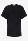 Max Mara Cotton T-shirt With Embroidered Monogram In Black