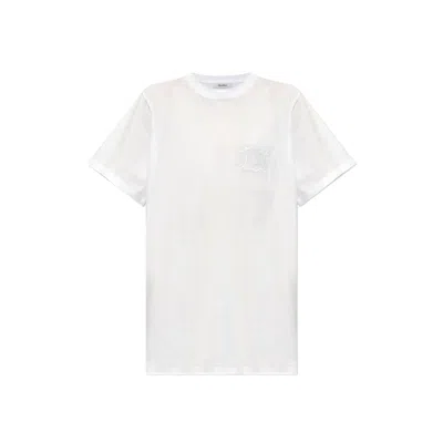 Max Mara Mango Logo Embroidered Cotton T-shirt In White
