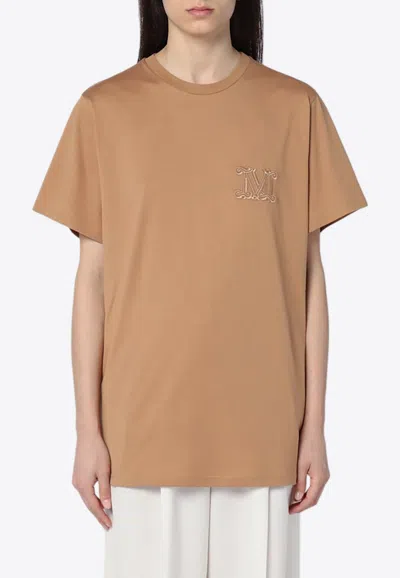 Max Mara Mango Oversized Monogram T-shirt In Beige
