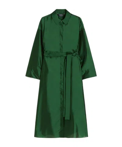 Max Mara Manna Belted Shirt Midi Dress In Green