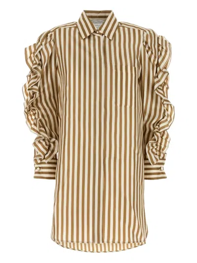 MAX MARA MANNA STRIPED RUFFLED SHIRT DRESS