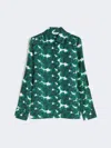 Max Mara Mannish Printed Silk Shirt In Green
