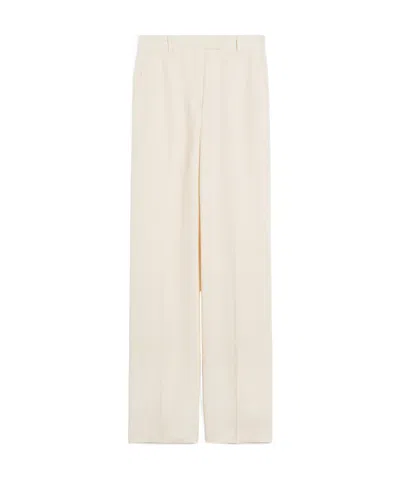Max Mara Mannish Pure Linen Trousers In Beige