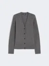 Max Mara Mannish Wool Yarn Cardigan In Gray