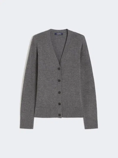 Max Mara Mannish Wool Yarn Cardigan In Gray