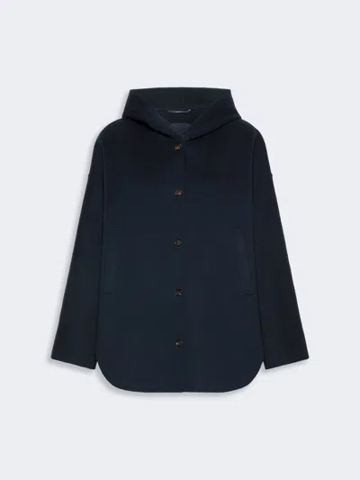 Max Mara Manteau Avec Capuche En Double Drap De Laine In Blue