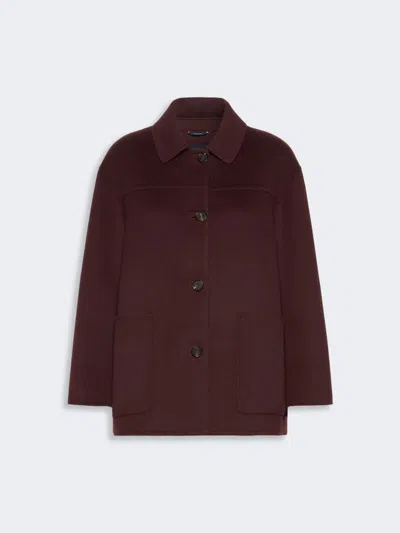 Max Mara Manteau Court En Drap De Laine In Burgundy