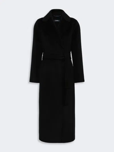 Max Mara Manteau En Laine Et Cachemire Avec Ceinture In Noir