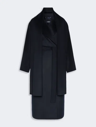 Max Mara Manteau Peignoir En Double De Laine Et Cachemire In Bleu Nuit