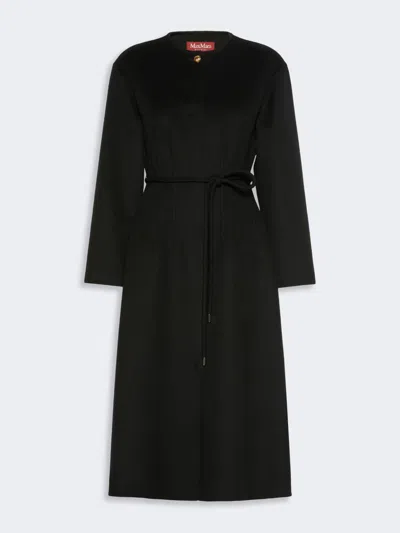 Max Mara Manteau Redingote En Laine, Cachemire Et Soie In Black
