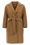 Max Mara Arona Belted Wool Coat In Sand