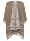 Max Mara Mantella Hilde In Lana Con Frange In Grigio