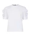 Max Mara Mantide Cotton Poplin Puff Sleeve Shirt In White