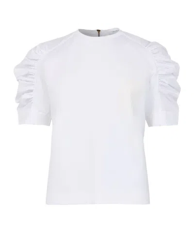 Max Mara Mantide Cotton Poplin Puff Sleeve Shirt In White