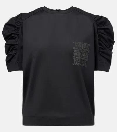 Max Mara Mantide Cotton Poplin Ballon Sleeves Shirt In Black