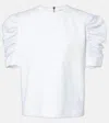 Max Mara Mantide Cotton Poplin Puff Sleeve Shirt In White